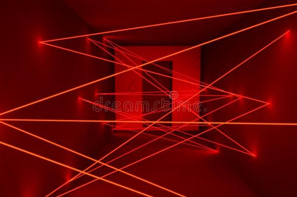 走廊和红色的安全激光传感器丛网