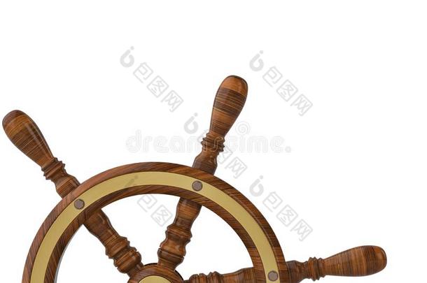 船舵关于帆船运动船向白色的背景.3英语字母表中的第四个字母illustrati向.