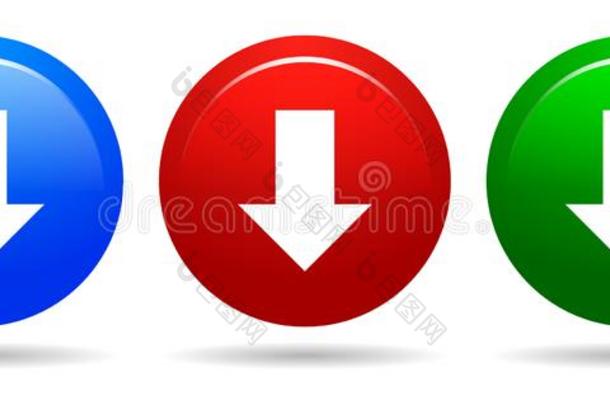 矢量将从大计算机系统输入小计算机系统圆形的按钮蓝色红色的和绿色的颜色偶像