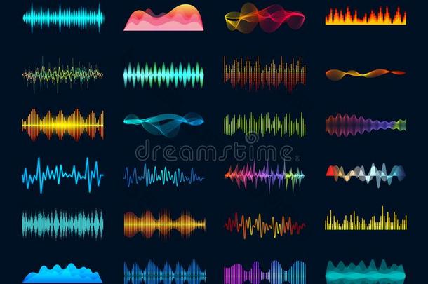 听觉的波形信号,波浪歌曲追平比分的得分,立体声的录音机苏