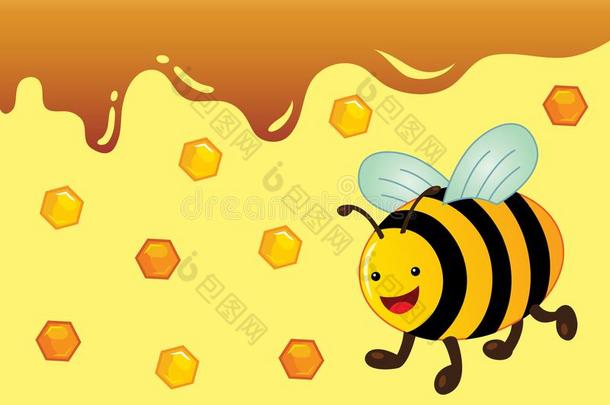 漂亮的蜂蜜蜜蜂矢量说明