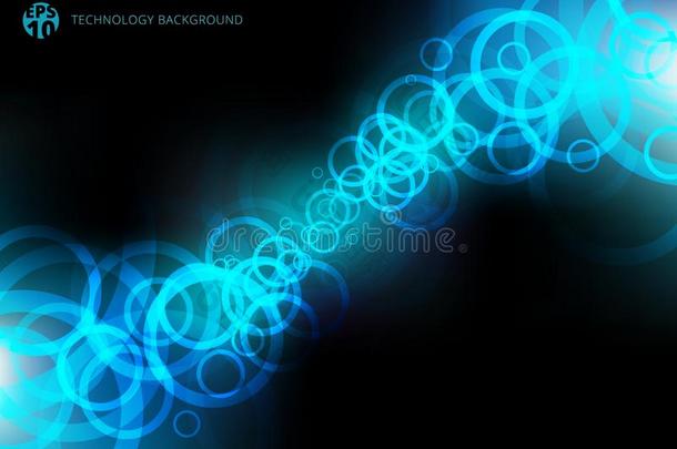抽象的科技蓝色圆运动向黑的背景.