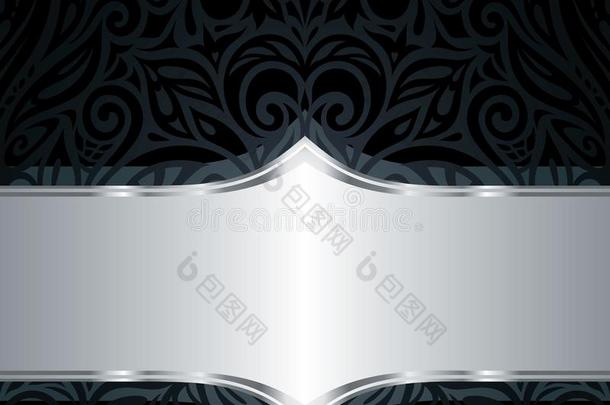 装饰的黑的&银花的奢侈壁纸背景design设计