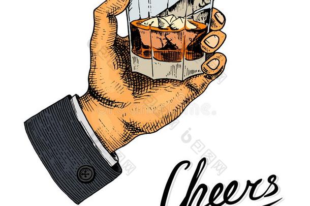 酿酒的美国人威士忌酒徽章.酒精的标签和书法