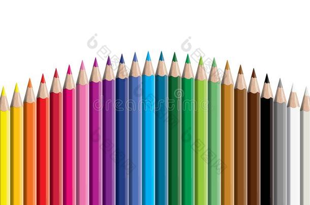 放置关于有色的铅笔收集<strong>半圆形</strong>安排的-无缝的