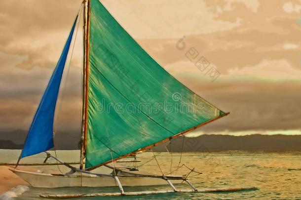 将拖<strong>上岸</strong>舷外支架,长滩岛岛,菲律宾