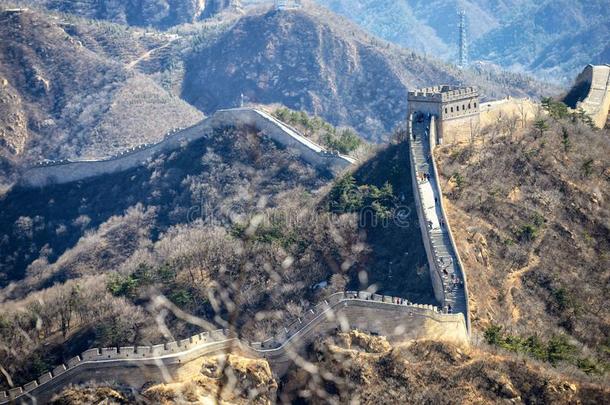 旅行者拜访指已提到的人伟大的墙关于中国在近处北京.