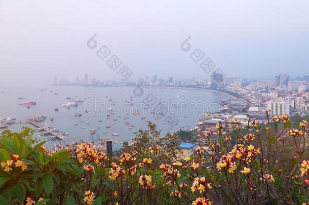 指已提到的人最美丽的观点芭堤雅海滩采用芭堤雅城市Chonb