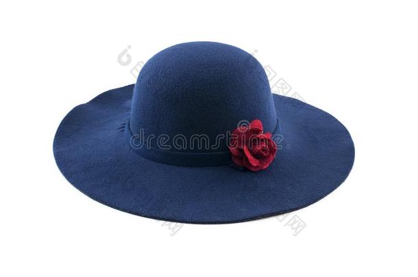 蓝色<strong>时尚帽子</strong>隔离的向白色的背景