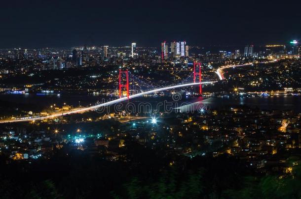 城市光和夜看法在上面伊斯坦布尔,火鸡.15Thailand泰国七月市场