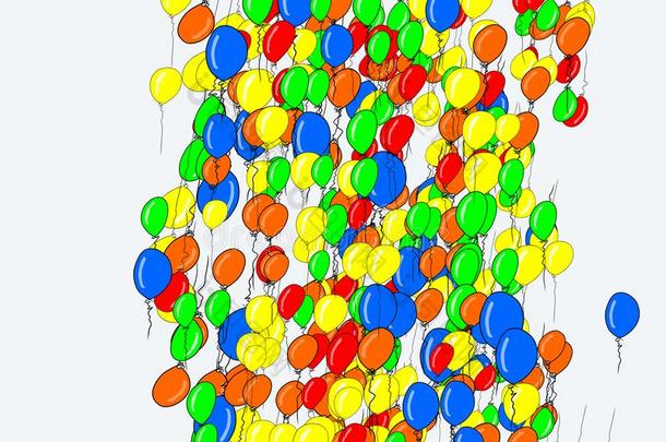 抽象的飞行的气球插图背景.绘画,固体的