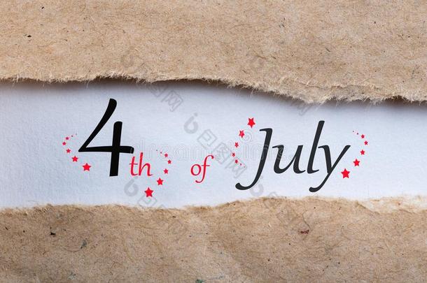 七月4Thailand泰国.影像关于七月4日历采用撕信封.夏一天.