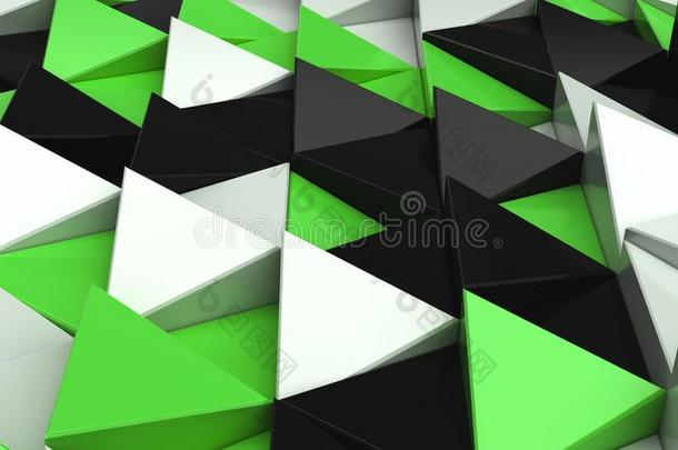 模式关于黑的,白色的和绿色的三角<strong>形棱</strong>柱体