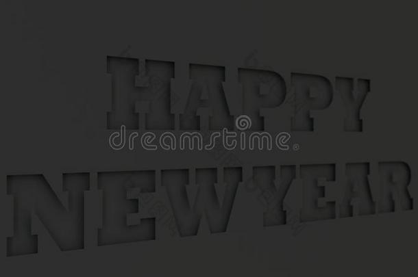 幸福的新的年字将切开采用黑的纸
