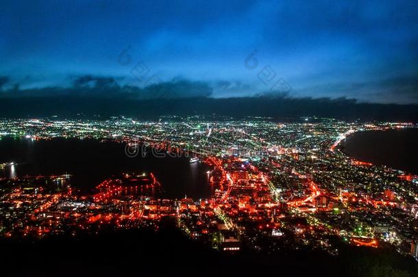 夜看法关于函馆城市采用北海道,空气的看法从客田