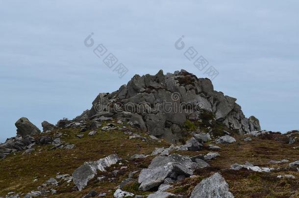 美丽的小山顶采用县爱尔兰乳牛和大大地岩石