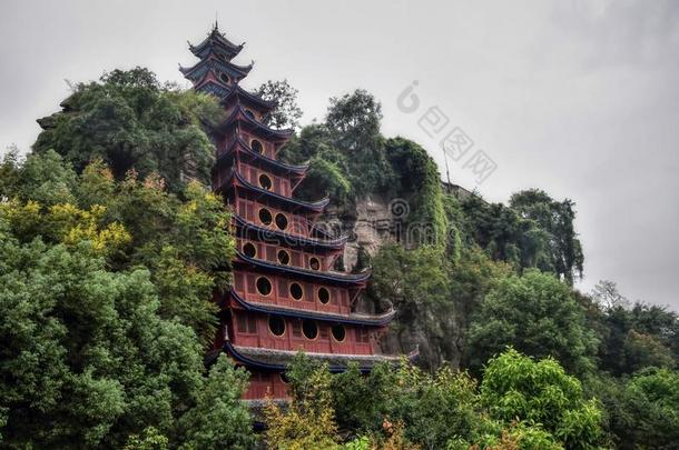 一庙在指已提到的人村民关于Shibaozhai在近处指已提到的人城市关于巫山向