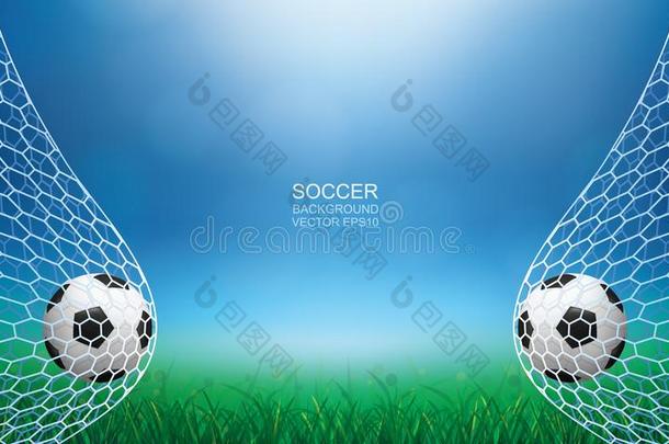 足球足球球采用足球目标和绿色的草田地区.