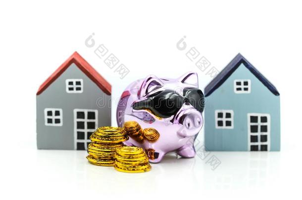 小猪<strong>银行</strong>和房屋和垛关于coinsur一nce联合保险,节约向购买一房屋,