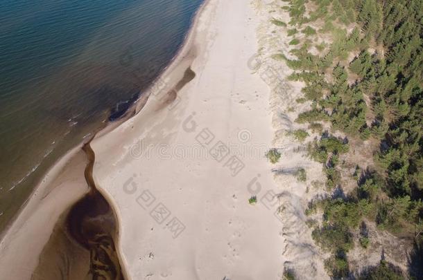 海景画沙漠和河向海岸线向海