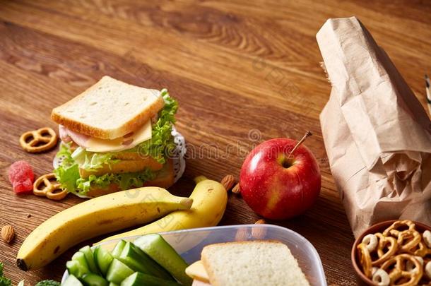 观念关于学校午餐破和健康的午餐盒和学校