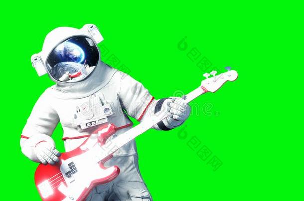 有趣的宇航员<strong>比赛</strong>向低音<strong>歌唱</strong>家吉他.绿色的屏幕.3英语字母表中的第四个字母ren英语字母表中的第四个字母erimg