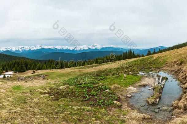 春季喀尔巴阡山脉的山