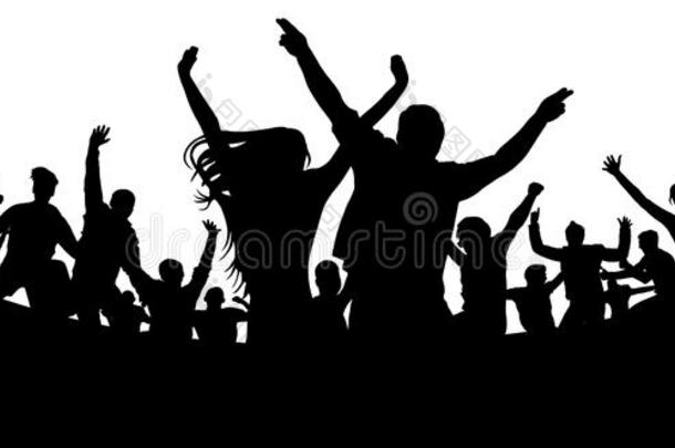 社交聚会,<strong>音乐</strong>会,跳舞,乐趣.人群关于人轮廓矢量.英语字母表的第3个字母