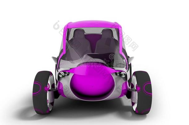 现代的电的汽车为旅行向人行道关于紫色的和白色的