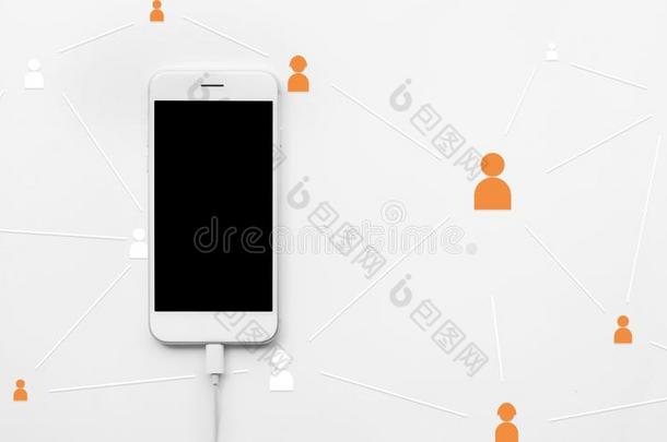 智能手机,可移动的向白色的背景.communicati向和技术人员