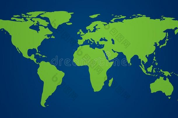 绿色的世界地图和蓝色洋.世界环境一天.economy经济邮件