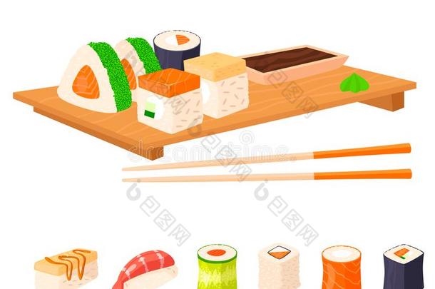 寿司名册矢量食物和日本人<strong>美食</strong>家sea食物<strong>传统</strong>的