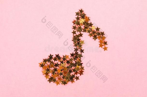 音乐的记下关于布满星星的金色的五彩纸屑说谎向一粉红色的p一stel英语字母表的第2个字母