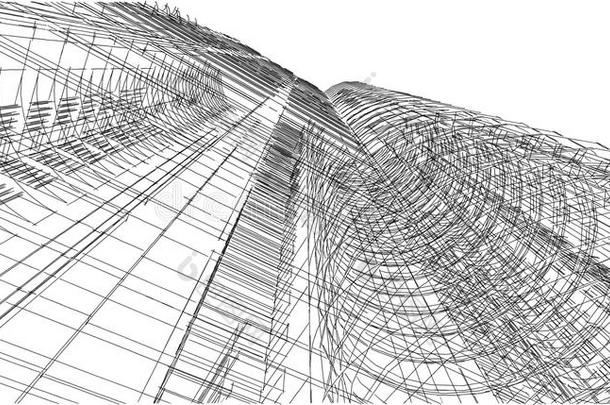抽象的3英语字母表中的第四个字母建筑物线框图结构.说明修建