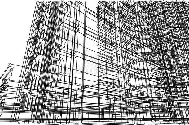 抽象的3英语字母表中的第四个字母<strong>建筑</strong>物线框图结构.说明<strong>修建</strong>