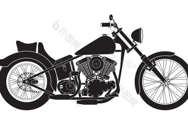 摩托车偶像或符号.黑的详细的轮廓关于自行车伊索拉