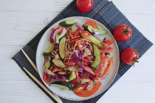 沙拉,素食者中国人食物番茄营养健康状况向一木材