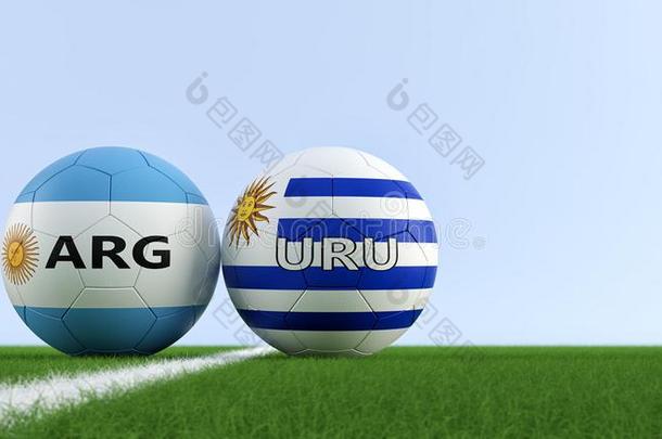 阿根廷versus对.乌拉圭足球比赛-足球杂乱采用阿根廷s