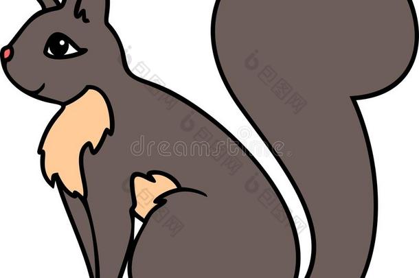 漂亮的漫画灰色松鼠向白色的背景