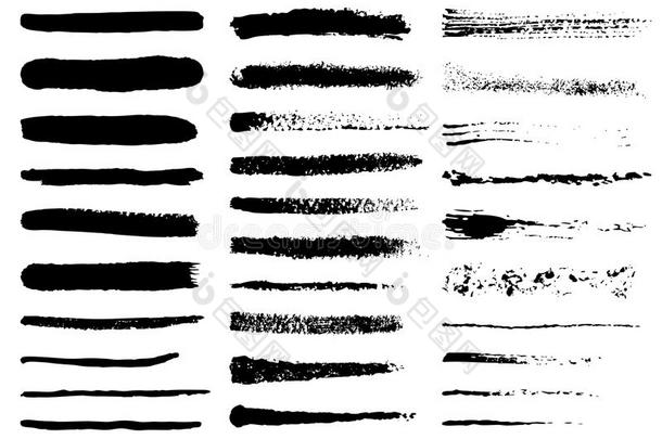蹩脚货黑的粗糙的刷子中风放置.放置关于黑的颜料,墨水Brazil巴西