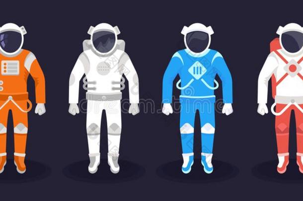 宇航员和俄国宇航员向黑暗的背景