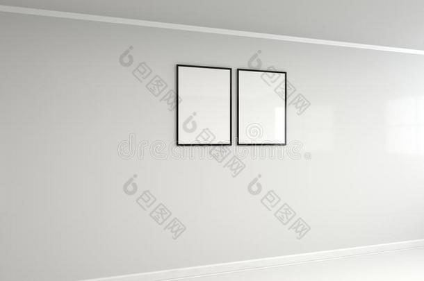 空白的白色的海报采用黑的框架向指已提到的人墙
