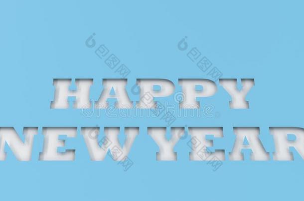 白色的幸福的新的年字将切开采用<strong>蓝色纸</strong>