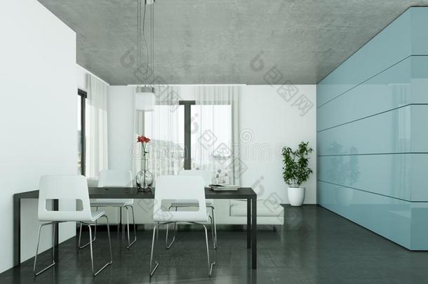 进餐房间内部设计采用现代的公寓