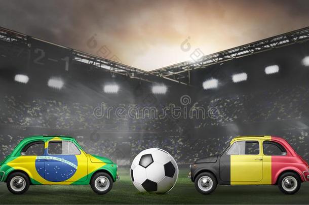 巴西苏木和比利时cablerelaystati向s电缆继电器站向足球运动场