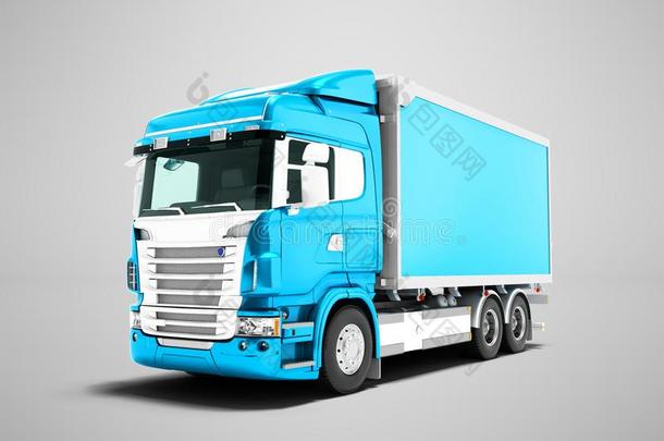 现代的蓝色货车和蓝色身体和白色的插入向运送