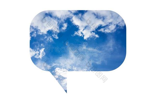 泡演说说明和蓝色多云的天符号象征偶像