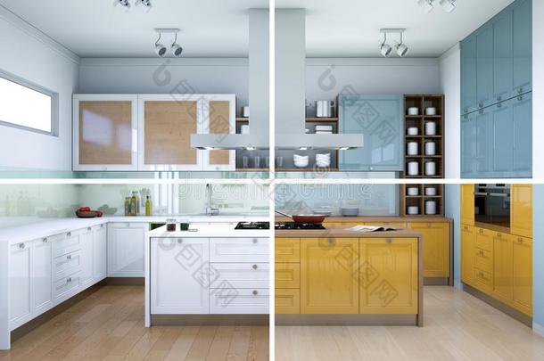 分割的颜色变化关于一现代的厨房和一be一utiful英语字母表中的第四个字母