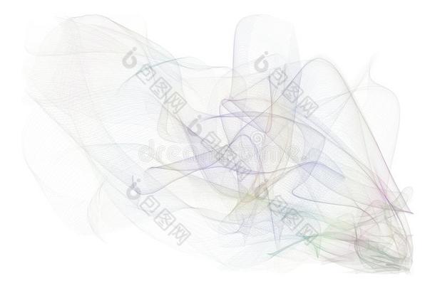 装饰的和艺术的多烟的线条艺术插图.数字的,英语字母表的第3个字母