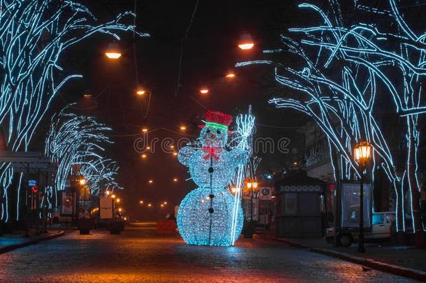 乌克兰,敖德萨-一月,3,2018:圣诞节和新的年布置